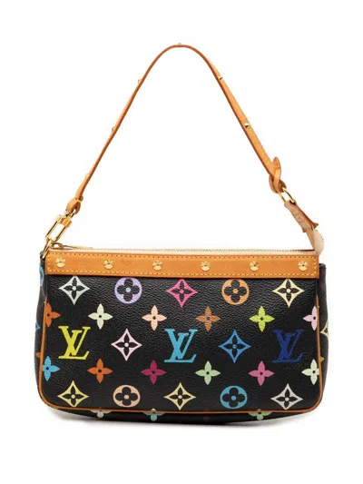 Pre-owned Louis Vuitton 2004 Monogram Multicolore Pochette Accessoires Shoulder Bag In Black
