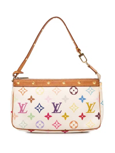 Pre-owned Louis Vuitton 2004 Monogram Multicolore Pochette Accessoires Shoulder Bag In White