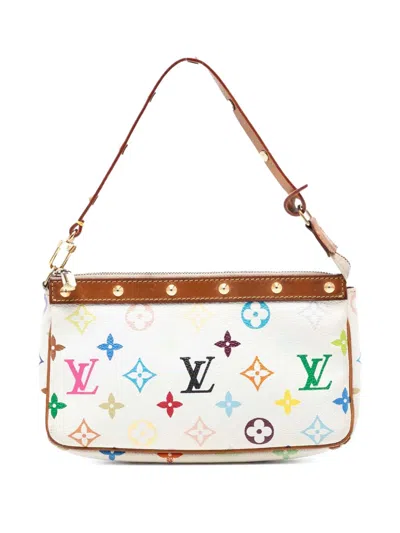 Pre-owned Louis Vuitton 2004 Monogram Multicolore Pochette Accessoires Shoulder Bag In White