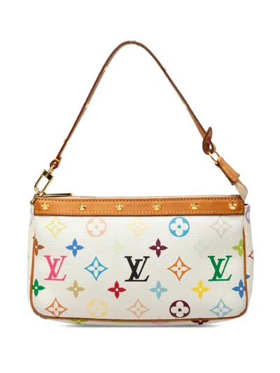 Pre-owned Louis Vuitton 2004 Monogram Multicolore Pochette Accessoires Shoulder Bag In White