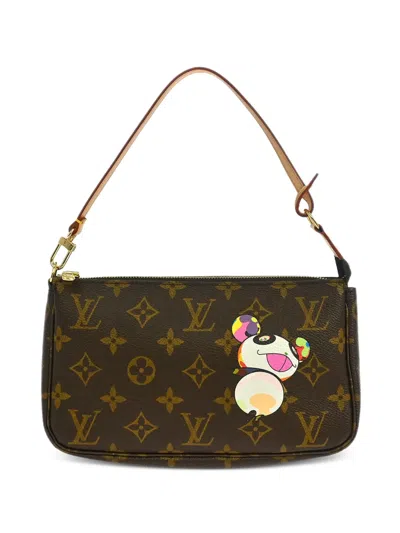 Pre-owned Louis Vuitton 2004 Monogram Panda Pochette Accessoires Shoulder Bag In Brown