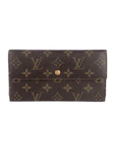 Pre-owned Louis Vuitton 2004 Monogram Pattern Sarah Wallet In Brown
