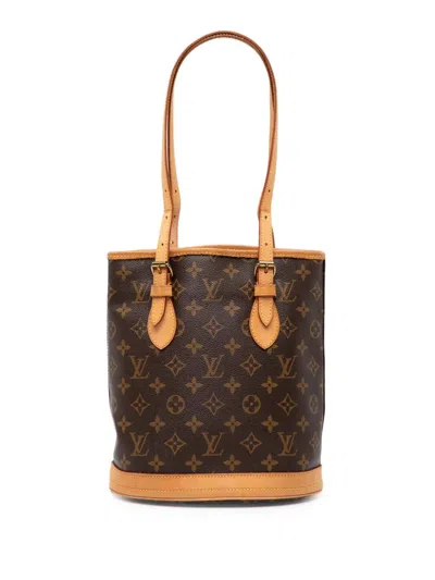 Pre-owned Louis Vuitton 2004 Monogram Petit Bucket Bag In Brown