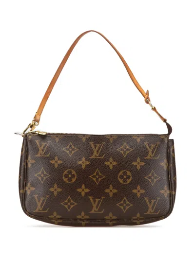 Pre-owned Louis Vuitton 2004 Monogram Pochette Accessoires Shoulder Bag In Brown