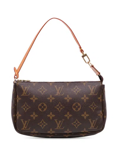 Pre-owned Louis Vuitton 2004 Monogram Pochette Accessoires Shoulder Bag In Brown