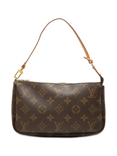 Pre-owned Louis Vuitton 2004 Monogram Pochette Accessoires Shoulder Bag In Brown