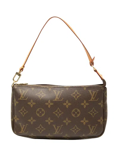 Pre-owned Louis Vuitton 2004 Monogram Pochette Accessoires Shoulder Bag In Brown