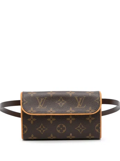 Pre-owned Louis Vuitton 2004 Monogram Pochette Florentine Belt Bag In Brown