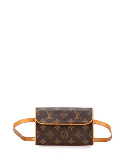 Pre-owned Louis Vuitton 2004 Monogram Pochette Florentine Belt Bag In Brown