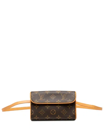 Pre-owned Louis Vuitton 2004 Monogram Pochette Florentine Belt Bag In Brown