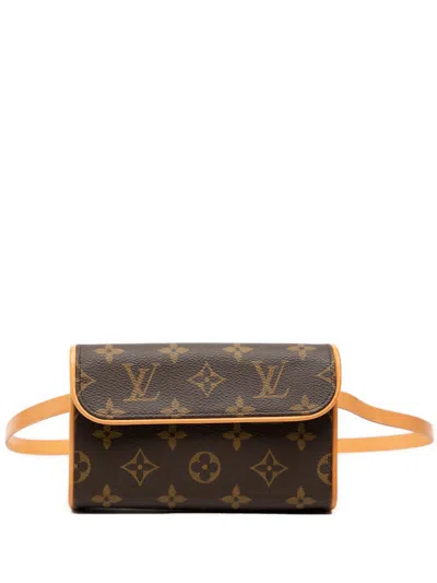 Pre-owned Louis Vuitton 2004 Monogram Pochette Florentine Belt Bag In Brown