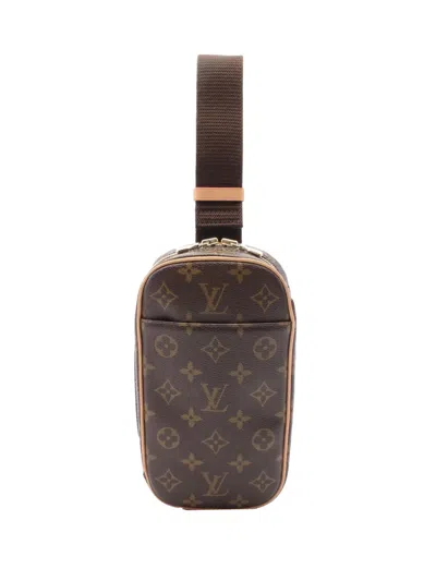 Pre-owned Louis Vuitton 2004 Monogram Pochette Gange Crossbody Bag In Brown
