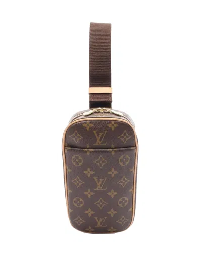 Pre-owned Louis Vuitton 2004 Monogram Pochette Gange Crossbody Bag In Brown