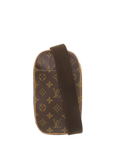 Pre-owned Louis Vuitton 2004 Monogram Pochette Gange Crossbody Bag In Brown