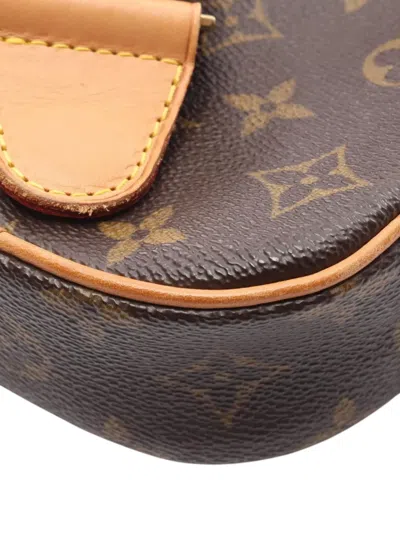 Pre-owned Louis Vuitton 2004 Monogram Pochette Gange Pouch Crossbody Bag In Brown