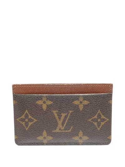 Pre-owned Louis Vuitton 2004 Monogram Porte Carte Card Case In Brown