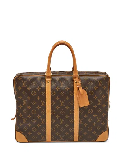 Pre-owned Louis Vuitton 2004 Monogram Porte Documents Briefcase In Brown