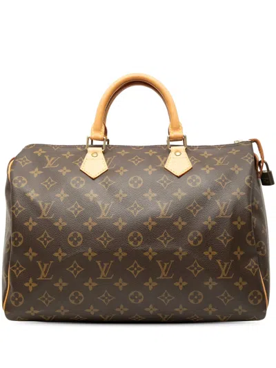 Pre-owned Louis Vuitton 2004 Monogram Speedy 35 Boston Bag In Brown