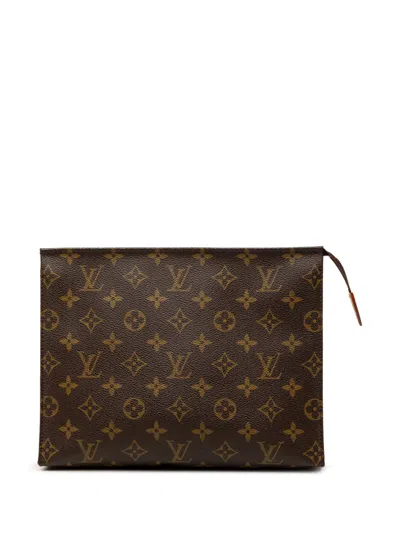 Pre-owned Louis Vuitton 2004 Monogram Toiletry Pouch 26 Clutch Bag In Brown