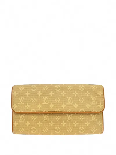 Pre-owned Louis Vuitton 2004 Monogram Tresor International Wallet In Neutrals