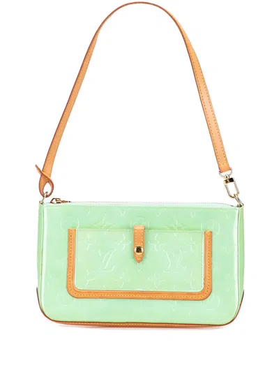 Pre-owned Louis Vuitton 2004 Monogram Vernis Mallory Square Shoulder Bag In Green