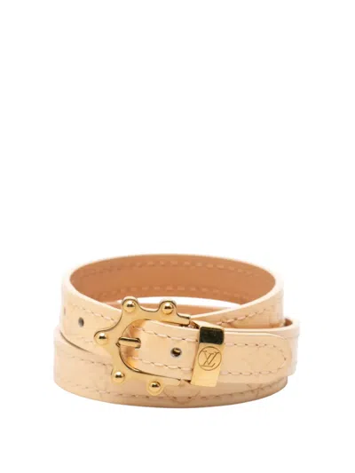 Pre-owned Louis Vuitton 2004 Monogram Vernis Triple Tour Wrap Bracelet Costume Bracelet In Brown