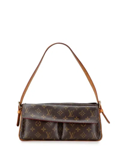 Pre-owned Louis Vuitton 2004 Monogram Viva Cite Mm Shoulder Bag In Brown