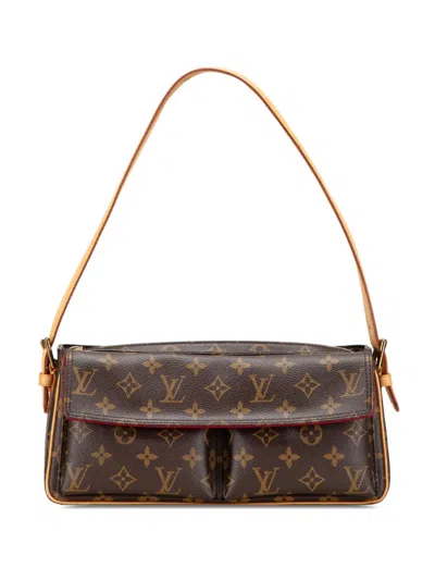 Pre-owned Louis Vuitton 2004 Monogram Viva Cite Mm Shoulder Bag In Brown