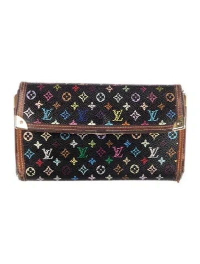 Pre-owned Louis Vuitton 2004 Multicolore Monogram Pattern Wallet In Black