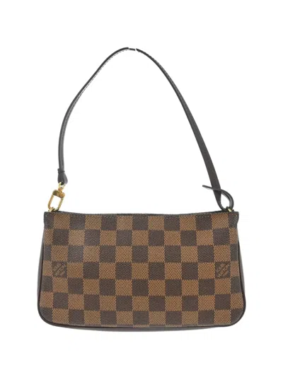 Pre-owned Louis Vuitton 2004 Navona Damier Patterned Shoulder Bag In Brown