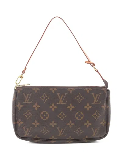 Pre-owned Louis Vuitton 2004 Pochette Accessoires Monogram Clutch Bag In Brown