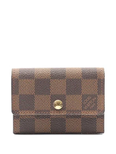 Pre-owned Louis Vuitton 2004 Portomonepura Damier Ebene Wallet In Brown