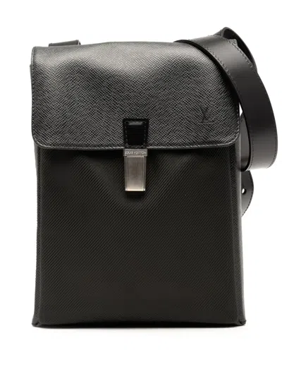 Pre-owned Louis Vuitton 2004 Taiga Saratov Pm Crossbody Bag In Black
