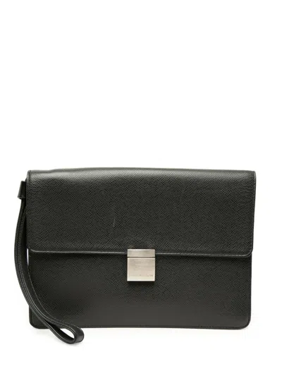 Pre-owned Louis Vuitton 2004 Taiga Selenga Clutch Bag In Black
