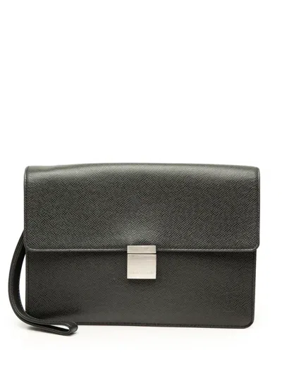 Pre-owned Louis Vuitton 2004 Taiga Selenga Clutch Bag In Black