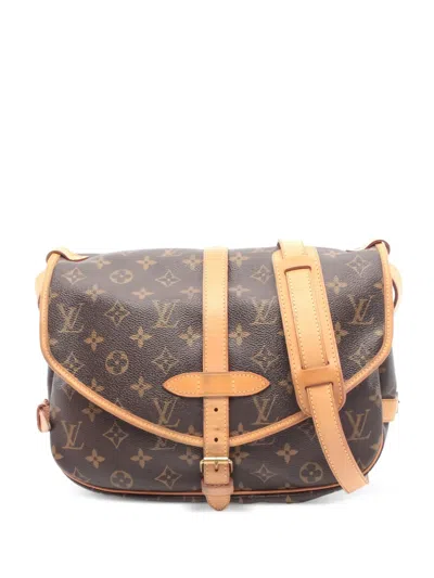 Pre-owned Louis Vuitton 2005 30 Saumur Monogram-pattern Satchel Bag In Brown