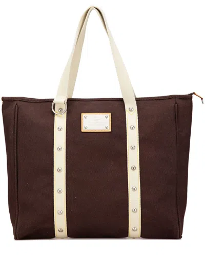 Pre-owned Louis Vuitton 2005 Antigua Cabas Gm Tote Bag In Brown