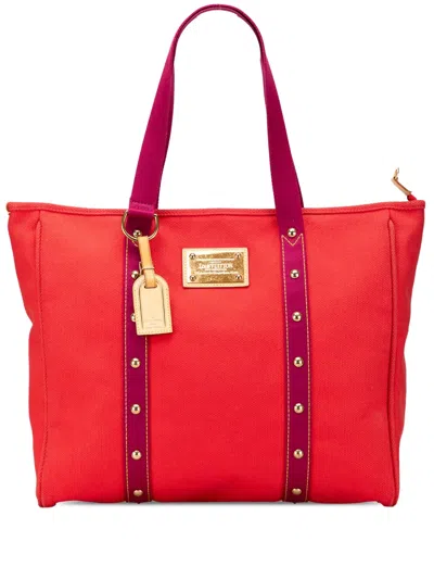 Pre-owned Louis Vuitton 2005 Antigua Cabas Gm Tote Bag In Red