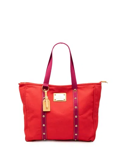 Pre-owned Louis Vuitton 2005 Antigua Cabas Gm Tote Bag In Red