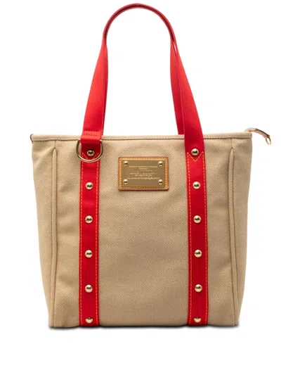 Pre-owned Louis Vuitton 2005 Antigua Cabas Mm Tote Bag In Red