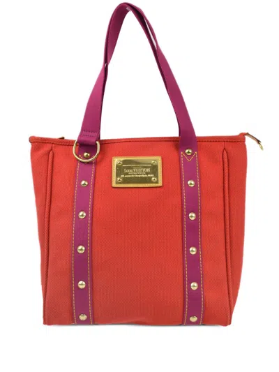 Pre-owned Louis Vuitton 2005 Antigua Cabas Mm Tote Bag In Red