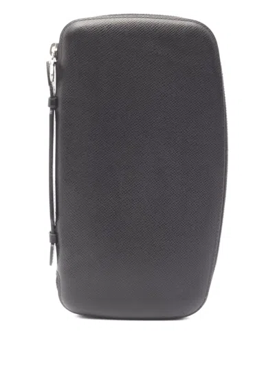 Pre-owned Louis Vuitton 2005 Atoll Round-zipper Long Wallet In Black