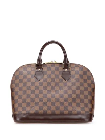 Pre-owned Louis Vuitton 2005 Damier Ebene Alma Pm Handbag In Brown