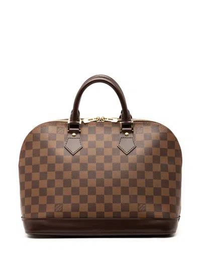 Pre-owned Louis Vuitton 2005 Damier Ebene Alma Pm Handbag In Brown