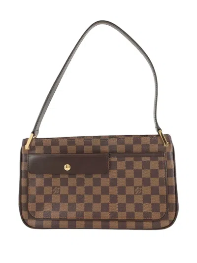 Pre-owned Louis Vuitton 2005 Damier Ebene Aubagne Shoulder Bag In Brown