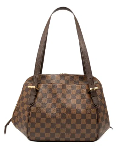 Pre-owned Louis Vuitton 2005 Damier Ebene Belem Mm Shoulder Bag In Brown
