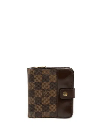 Pre-owned Louis Vuitton 2005 Damier Ebene Compact Zip Wallet Small Wallets In Brown