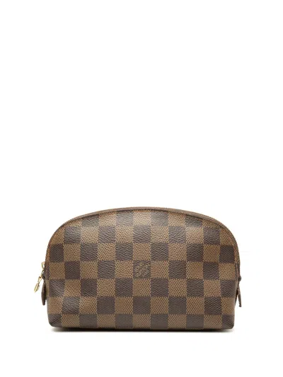 Pre-owned Louis Vuitton 2005 Damier Ebene Cosmetic Pm Pouch In Brown