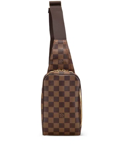 Pre-owned Louis Vuitton 2005 Damier Ebene Geronimos Crossbody Bag In Brown