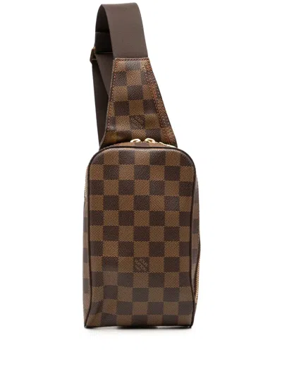 Pre-owned Louis Vuitton 2005 Damier Ebene Geronimos Crossbody Bag In Brown
